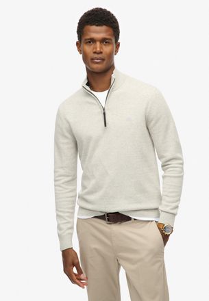 Superdry Strickpullover SUPERDRY ESSENTIALS COTTON HALF ZIP, Herren, Gr. XXL, grau (lightning grau marl), Strick, Obermaterial: 100% Baumwolle, meliert, slim f