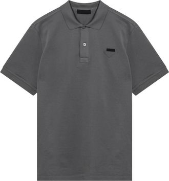 Prada Polo Shirts, male, Gray, Size: S Piqu&eacute; Polo Shirt