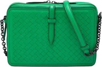 Bottega Veneta Pre-owned Woven Shoulder Bag - Dames - Vintage Schoudertas - Groen - ONE Size - Leer - Vintage