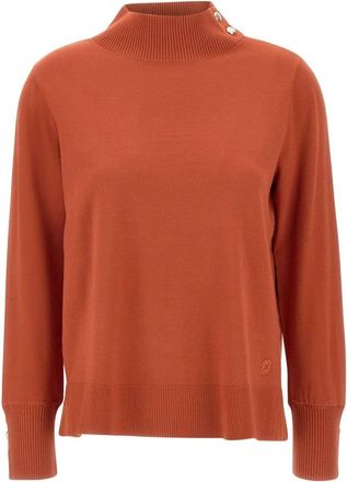 Elena Miro Trui met hoge hals en ribbelstructuur - Dames - Coltruien - Oranje - M - Truien & Vesten