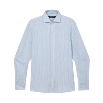 Brooks Brothers Slim Fit Linen Shirt with Spread Collar - male - Brooks Brothers - Casual Shirts - Blue - 2XL - Shirts