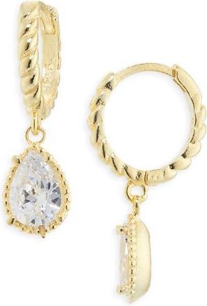 Argento Vivo Tear Drop CZ Twist Huggie Earrings in Gold at Nordstrom Rack