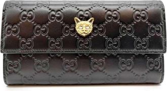 Gucci Black Leather Long Wallet (Bi-Fold) (Pre-Owned)