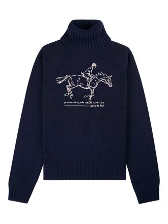 Sporty & Rich illustration turtleneck sweater - Blue