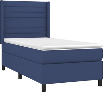 vidaXL Vidaxl - Cama Box Spring Con Colch&oacute;n Tela Azul 90x190 Cm