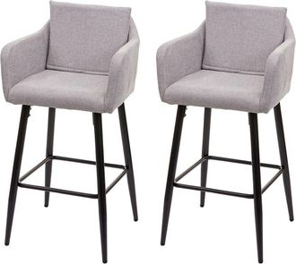 Hhg Hhg - Lote De 2 Taburetes De Bar 754, Taburete De Bar Taburete De Mostrador, Reposapi&eacute;s De Metal, Tela/textil Gris Claro