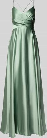 Jake*s Abendkleid in Wickel-Optik in Khaki Melange, Gr&ouml;&szlig;e 32