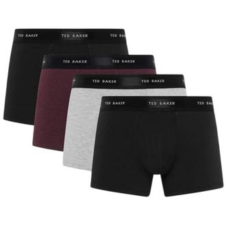 Ted Baker Effen boxershorts voor heren (Set van 4) (Zwart/Multikleurig)