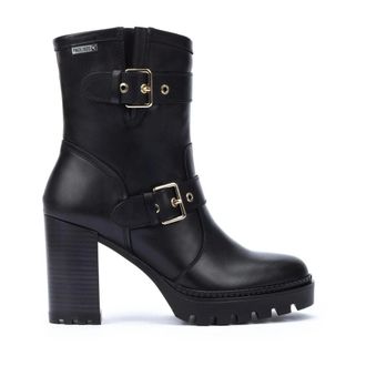 Pikolinos Elegante Zwarte Enkellaars voor Dames - Dames - Laarzen met Hak - Zwart - 39 EU - Leer - Schoenen