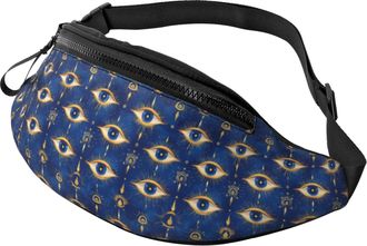 Generic Blue And Gold Eyes A Print Waist Pack Bum Bags Unisex Bumbags For Cycling Men Camping 14X35Cm