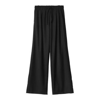 Hinnominate Wide Trousers, female, Black, L, Oversized Twill Trousers With Drawstring