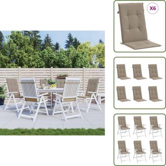 vidaXL The Living Store Cuscini per Sedie Alte 6 pz Tortora 120x50x3 cm in Tessuto - Cuscini esterni