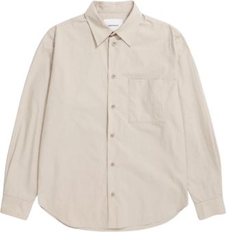 Norse Projects Overhemden, Heren, Beige, L, Silas Tech Poplin Overhemd
