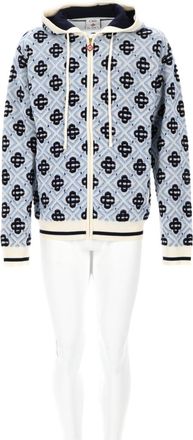 Casablanca Monogram Diamond Pattern Wool Zip-Up Hoodie