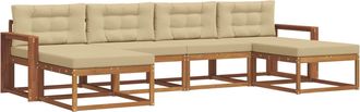 vidaXL Conjunto De Sof&aacute;s De Exterior 6 Uds. Natural Y Beige Vidaxl