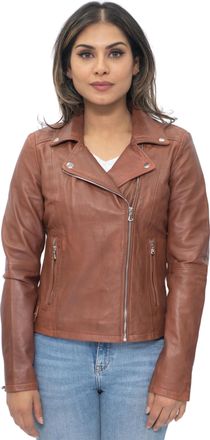 Infinity Leather Womens Tan Leather Biker Jacket-Sacramento