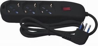 Trade Shop Trade Shop - Multipresa 3 Uscite Universali Schuko Spina 10a Cavo 1.5 Mt Nero Ciabatta 80100n