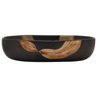 Berkfield Home Durable Countertop Basin Black Oval 59x40x14 cm Ceramic | Size: 59 x 40 x 14 cm