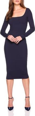 Susana Monaco Scoop Long Sleeve Midi Dress in Midnight at Nordstrom Rack, Size X-Small