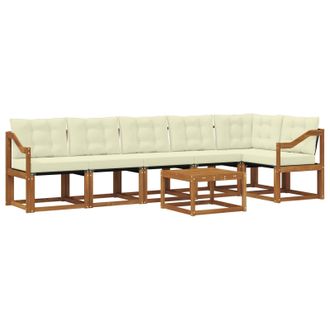 vidaXL Conjunto De Sof&aacute;s De Exterior Con Coj&iacute;n 7 Pcs Natural Y Crema Vidaxl