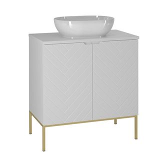 Petits Meubles Mueble lavabo 2 puertas sobre patas estratificado Blanco