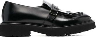 Doucal's Zwarte leren loafers met franjes - Dames - Loafers - Zwart - 37 1/2 EU - Leer - Schoenen
