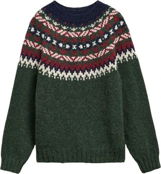 Barbour Scottish Fairisle 2 - Heren - Ronde hals truien - Groen - L - Wol - Truien & Vesten