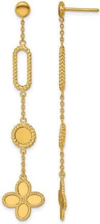 Diamond2Deal 14K Yellow Gold Fancy Flower Drop Dangle Earrings