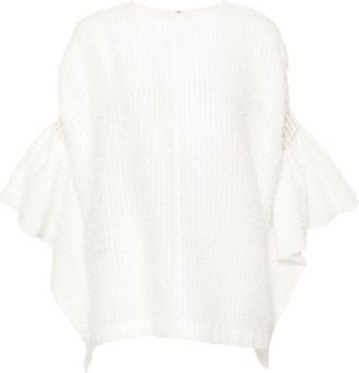 Junya Watanabe flared-cuffs bouclé blouse - women - Polyurethane/Cotton/Nylon - L - White