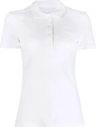 Lacoste L.12.D Slim Fit Stretch Mini Piqu&eacute; Polo - Dames - Polos - Wit - S - Katoen - Tops