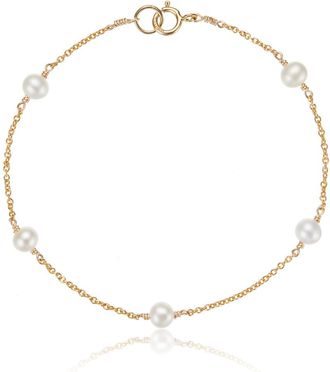 Lily & Roo Gold Five Pearl Bracelet