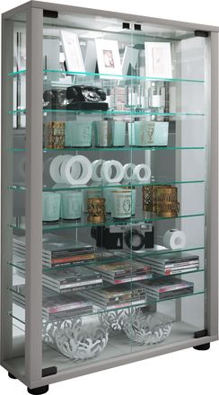 ebuy24 Ebuy24 - Vitrina De Vidrio Vcm De Pie Vitrina De Vidrio Con Vidrio De Seguridad Esg Dimensiones Aprox. 91 X 59 X D. 18 Cm Vidrio De Pantalla De Soport
