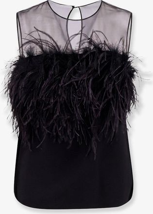 Alberta Ferretti Top in viscosa con dettaglio piume frontali - ALBERTA FERRETTI - gender_Woman
