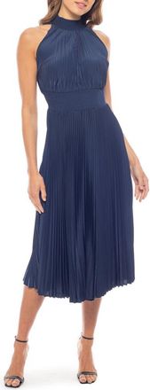 Marina Rossini Pleated Midi Dress in Dark Navy at Nordstrom Rack, Size 14
