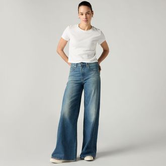 Levi's 728 Hight Rise Wide Leg Jeans - Womens - 23X30 - Blue