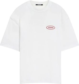 Jacquemus Mens Stazione Patch T-Shirt - White Cotton - Size Small