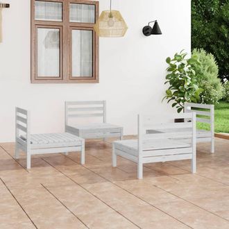 vidaXL Juego De Muebles De Jard&iacute;n 4 Pzas Madera Maciza De Pino Blanco Vidaxl