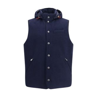 Brunello Cucinelli Blue Wool Oves Aries Sleeveless Mens Jacket