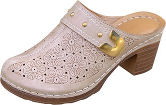 Generic Mules Shoes For Women Closed Toe Clogs High Chunky Heels Mules Sandals Arch Support Slip On Slippers Hollow Orthotic Slides Comfortable Walking Shoes 