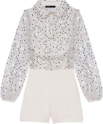 Maje Tweed playsuit in Ecru at Nordstrom, Size 34 Eu