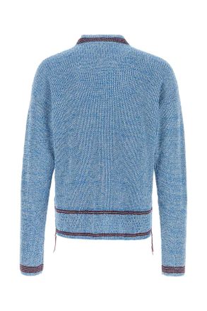 Marni Mens Melange Light Blue Cotton Sweater Celeste Maglieria
