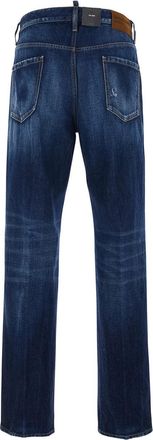 Dsquared2 Mens Blue Jeans With Logo Patch Denim