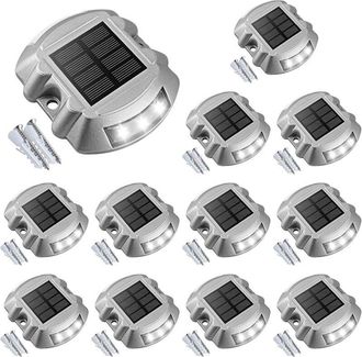 OEM Luces Solares Para Terraza, Muelles Y Entrada, Paquete De 12 Luces Led, Ip67, Resistentes Al Agua, Para Entrada, Acera, Jard&iacute;n Y Patio (blancas)