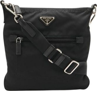 Prada Borsa a tracolla con logo a triangolo in nylon e pelle Pre-owned - - Pre-owned - Donna - Nero - ONE SIZE