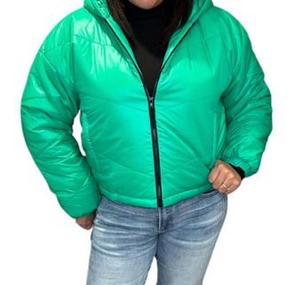 Saltwater Luxe Marsily Puffer Cropped Jacket In Electric Green