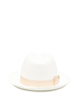 Borsalino White Monica Logo Fedora Hat