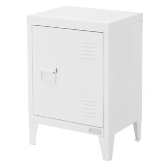 ML Design Ml-design - Armario Archivador 40 X 30 X 57,5 Cm De Acero Blanco, Mueble De Oficina Independiente, Mesita Auxiliar Met&aacute;lica Con Puerta De Cierre Magn&eacute;
