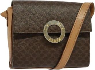 Celine Pre-owned Cross Body Bags, female, Brown, Size: ONE SIZE Pre-owned Vintage macadam circle logo shoulder bag