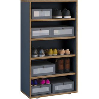 VCM Estante De Zapatos De Madera Vcm Dimensiones Aprox. Al. 110 X An. 60 X T. 33 Cm Caj&oacute;n De Cajones Con 5 Compartimentos Gabinete De Zapatos - Salia 5 Ve