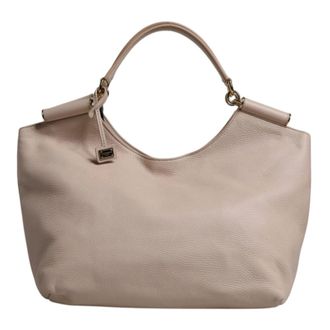 Dolce & Gabbana Handbags, female, Pink, ONE SIZE, Light Pink Deer Leather Tote Bag